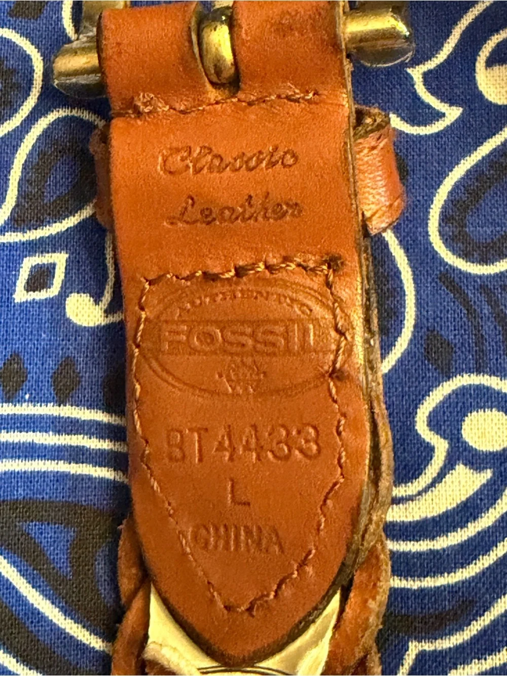 Vintage Y2K Fossil Classic Leather Braided Belt Silvertone Heart Conchos